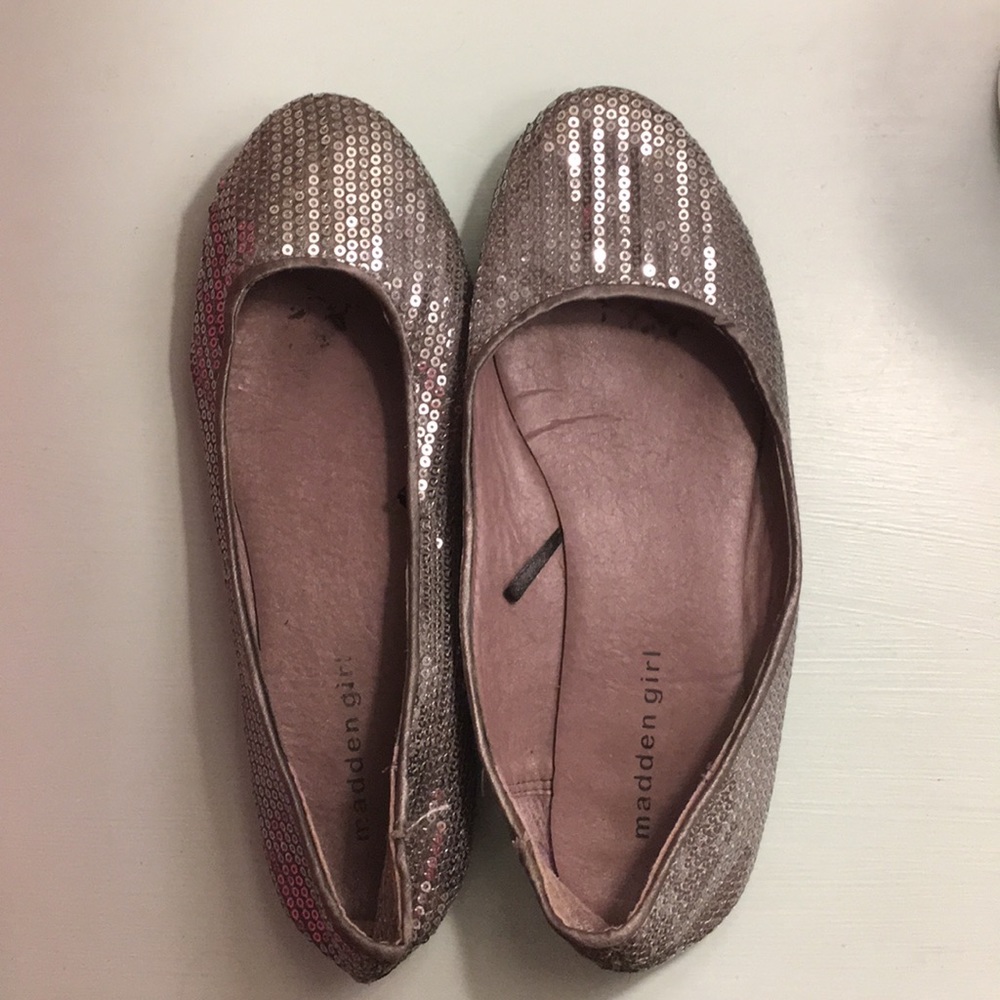 Sequin grey flats